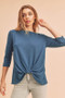 Aemi + Co Twist Front Round Neck 3/4 Sleeve T-Shirt