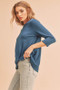 Aemi + Co Twist Front Round Neck 3/4 Sleeve T-Shirt