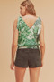 Aemi + Co Smocked Hem Printed Surplice Tank