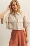 HYFVE Front Pockets Poplin Collared Neck Crop Shirt