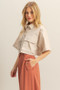 HYFVE Front Pockets Poplin Collared Neck Crop Shirt