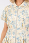 GeeGee Floral Eyelet Zipper Front Puff Sleeve Mini Dress