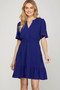 She + Sky Ruffled Hem Notched Flutter Sleeve Mini Dress