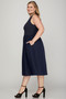 She + Sky Full Size Sleeveless Poplin Woven Midi Dress with Pockets Plus Size