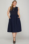 She + Sky Full Size Sleeveless Poplin Woven Midi Dress with Pockets Plus Size