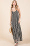 GeeGee Plus Size Striped Scoop Neck Beaded Strap Maxi Cami Dress