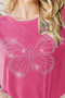 Heimish Full Size Rhinestone Butterfly Round Neck Short Sleeve T-Shirt Plus Size