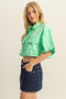 HYFVE Front Pockets Poplin Collared Neck Crop Shirt