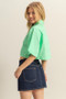 HYFVE Front Pockets Poplin Collared Neck Crop Shirt