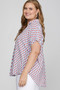 She + Sky Full Size Printed Johnny Collar Short Sleeve Blouse Plus Size