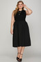 She + Sky Full Size Sleeveless Poplin Woven Midi Dress with Pockets Plus Size