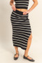 HYFVE Side Slit Striped Bodycon Sweater Skirt