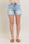 Judy Blue Full Size Frayed Hem High Rise Denim Shorts with Pockets Plus Size