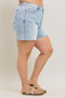 Judy Blue Full Size Frayed Hem High Rise Denim Shorts with Pockets Plus Size