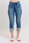 Judy Blue Full Size Skinny Cuff Capris Jeans with Pockets Plus Size