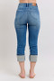 Judy Blue Full Size Skinny Cuff Capris Jeans with Pockets Plus Size