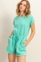 HYFVE Round Neck Short Sleeve Drawstring Waist Romper