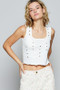 POL Eyelet Stud Detail Scoop Neck Cropped Tank
