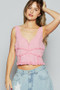 POL Lace Detail V-Neck Cropped Tank