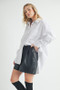 Aemi + Co High-Low Collared Neck Drop Shoulder Shirt