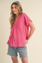 Aemi + Co Side Slit V-Neck Short Rolled Sleeve T-Shirt