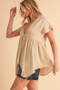 Aemi + Co Tuck Detail V-Neck Short Sleeve Blouse