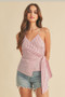 Aemi + Co Side Knotted Surplice Striped Cami