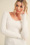 Aemi + Co Lettuce Hem Scoop Neck Long Sleeve Knit Top