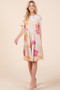 BOMBOM Floral Round Neck Short Sleeve Tiered Dress