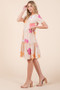 BOMBOM Floral Round Neck Short Sleeve Tiered Dress