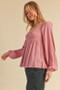 Aemi + Co Ruched Sweetheart Neck Balloon Sleeve Blouse