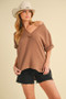 Aemi + Co Side Slit V-Neck Short Sleeve Blouse