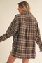 Aemi + Co Side Slit High-Low Plaid Long Sleeve Polo Shirt