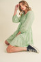Aemi + Co Notched Balloon Sleeve Tiered Mini Dress