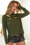 BiBi Butterfly Looking Cutout Rib Knit Top