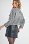 Aemi + Co Striped Button Down Round Neck Cardigan