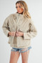 Aemi + Co Fake Two Pieces Turtleneck Sherpa Jacket with Pockets