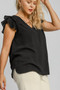 Umgee Full Size V-Neck Double Layered Ruffle Sleeve Blouse Plus Size