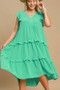 Umgee Full Size Ruffle Tiered Cap Sleeve Midi Dress Plus Size