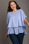 Umgee Full Size Eyelet Layered Short Sleeve Blouse Plus Size
