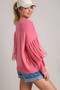 Umgee Full Size Fringe Round Neck Long Sleeve Sweater Plus Size