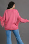 Umgee Full Size Fringe Round Neck Long Sleeve Sweater Plus Size