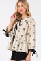 SAGE + FIG Bow Print Tie Front Babydoll Blouse