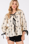 SAGE + FIG Bow Print Tie Front Babydoll Blouse