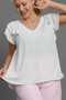 Umgee Full Size V-Neck Double Layered Ruffle Sleeve Blouse Plus Size