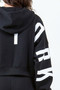 American Bazi Letter Graphic Long Sleeve Drawstring Cropped Hoodie