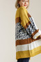 Umgee Full Size Color Block Open Front Longline Cardigan Plus Size