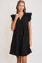 Umgee Full Size Johnny Collar Ruffle Cap Sleeve Tiered Dress Plus Size