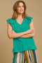 Umgee Full Size V-Neck Double Layered Ruffle Sleeve Blouse Plus Size