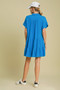 Umgee Full Size Raw Hem Folded Sleeve Tiered Dress Plus Size